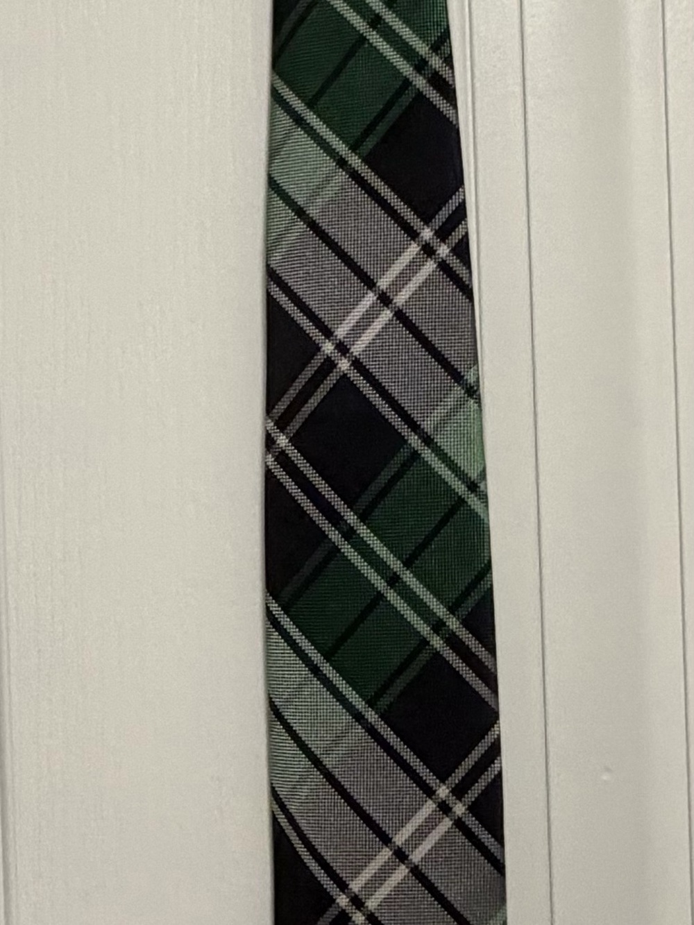 Chaps Green Black and Gray Plaid Skinny Tie